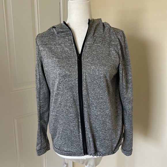 Grey Medium M Daisy Fuentes Activewear Leisure Hoodie Hood Jacket Heathers Zip - Picture 2 of 5